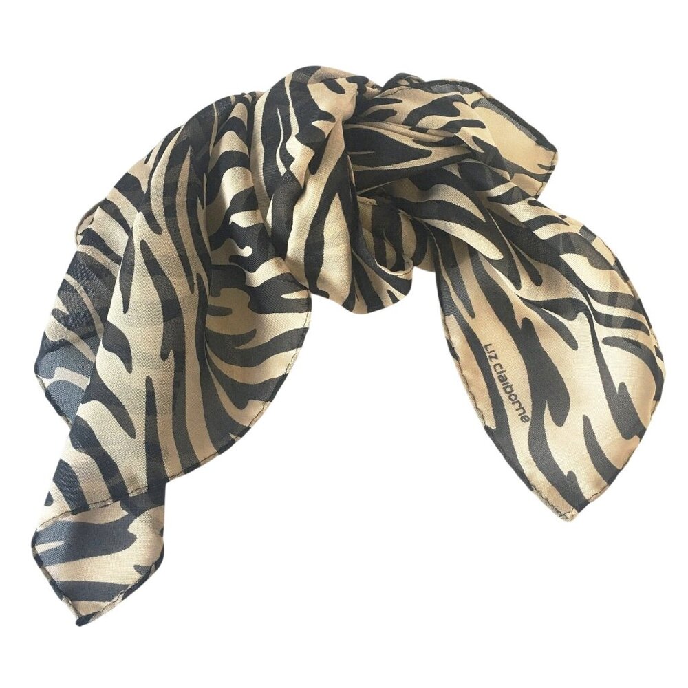 Vintage Scarf Zebra Animal Print Square Headwear Accessory, Fundraiser for Susta